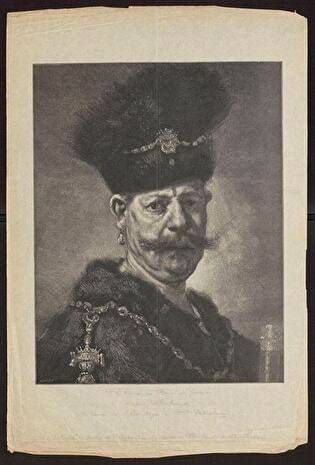 L'homme au bonnet de fournure, d'apres Rembrandt