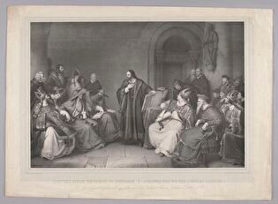 John Huss before the Council of the Constance. Johannes Huss vor dem Consil zu Constanz