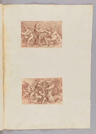 Sheet with Two Engravings Based on Salvator Rosa's Work, Depicting Triton Fights