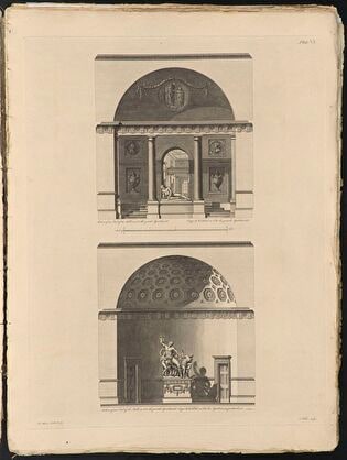 Two Vertical Sections of the Hall in Syon House, One towards the Main Apartment, the Other with Entrances to Private Rooms