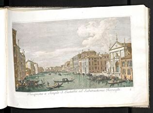 Widok Canal Grande na wysokości Sant'Eustachio, w: Urbis Venetiarum prospectus celebriores ex Antonii Canal tabulis XL aere expressi ab Antonio Visentini