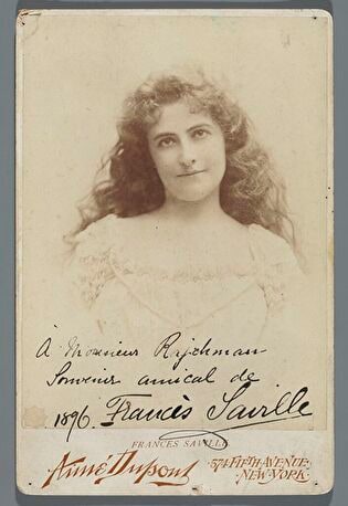 Portrait of Frances Saville (1862-1935), singer – photograph with dedication of the depicted person for Aleksander Rajchman, from 1896