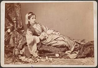Portrait of Helena Górska from the family Rosen (1856-1934) (II voto Paderewska) in oriental attire (entire figure, reclining)