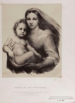 `Madonna mit dem Christuskinde`, lithograph by Carl Süssnapp according to a drawing by Jakob Schlesinger of Raphael’s Sistine Madonna