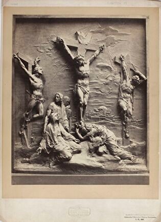 Le Calvaire (Crucifixion). Photograph of the relief sculpture 'The Crucifixion' by Justin Mathieu