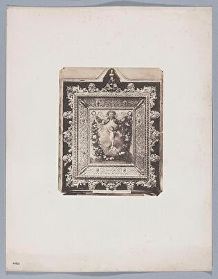 Plaquette (?) showing John the Baptist (?) as a child with cross surrounded by flower garlands, in a decorative frame with sleeve (?), from the collection of the Minutoli Institut, Liegnitz (now Legnica, Poland)