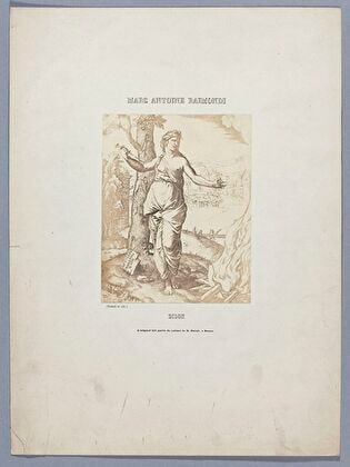 Photograph of print: Marcantonio Raimondi (c. 1470 or 1482 - 1527 or 1534) according to Raphael (1483-1520), Didon ; sheet from: Notice sur la vie de Marc Antoine Raimondi Graveur Bolonais accompagnée de reproductions photographiques de quelques unes de ses Estampes par M. Benjamin Delessert, vol. 1, 1853