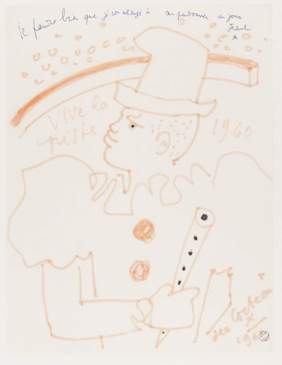 Clown blanc en buste de profil
