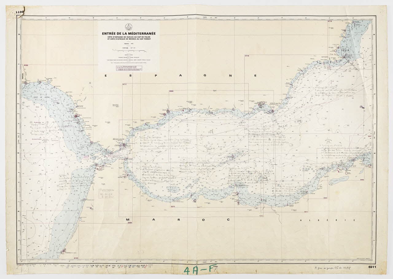 Carte marine des naufrages, Entrée de la Méditerranée, L'Atlas en mouvement, série "Prendre la mer" (6)