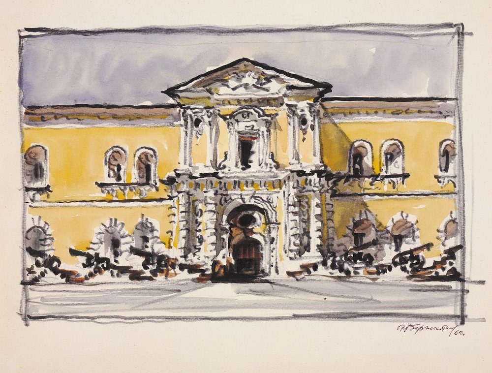 Drawing "View on the southern facade of Arsenal"