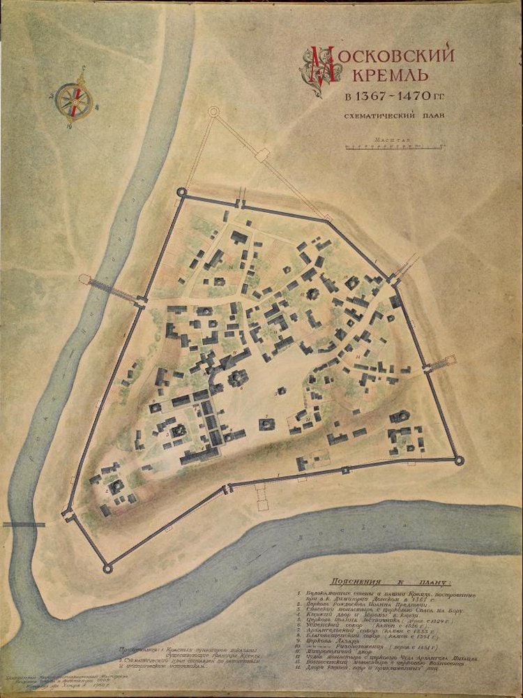 Historical re-enactment of the Moscow Kremlin plan of 1367-1470