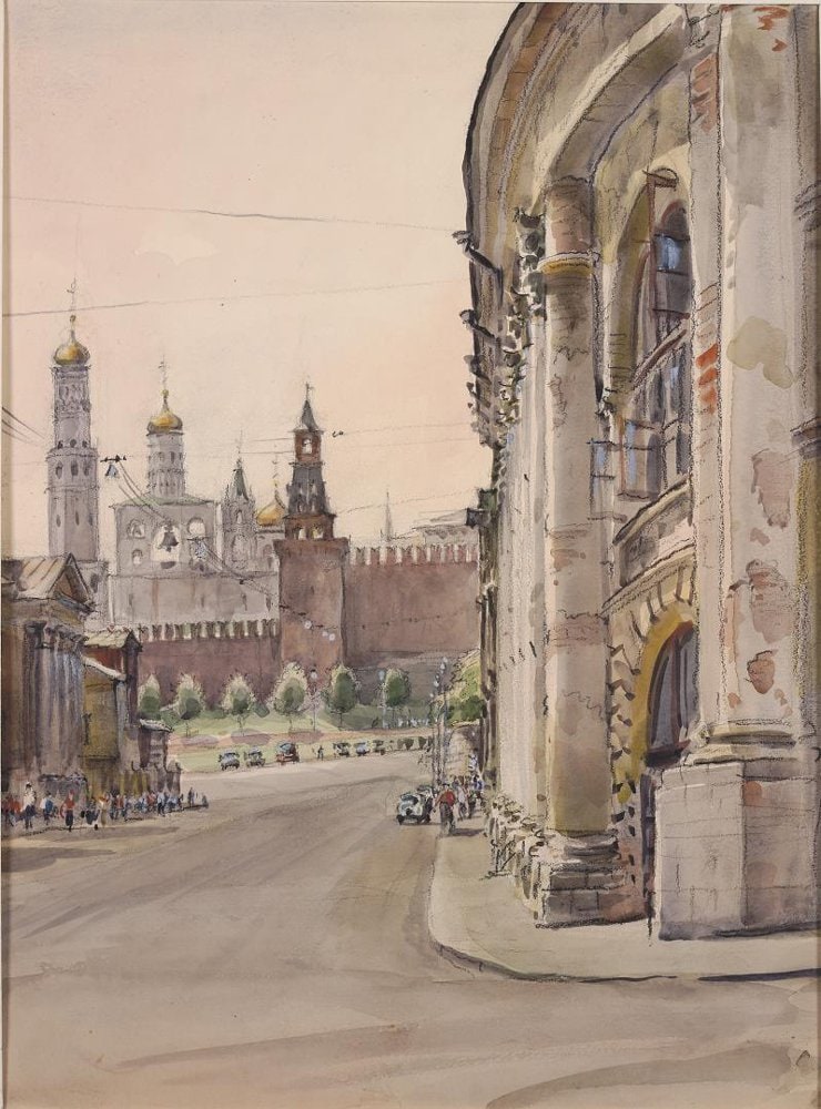 Drawing "View of the Kremlin from Old Gostyny Dvor"
