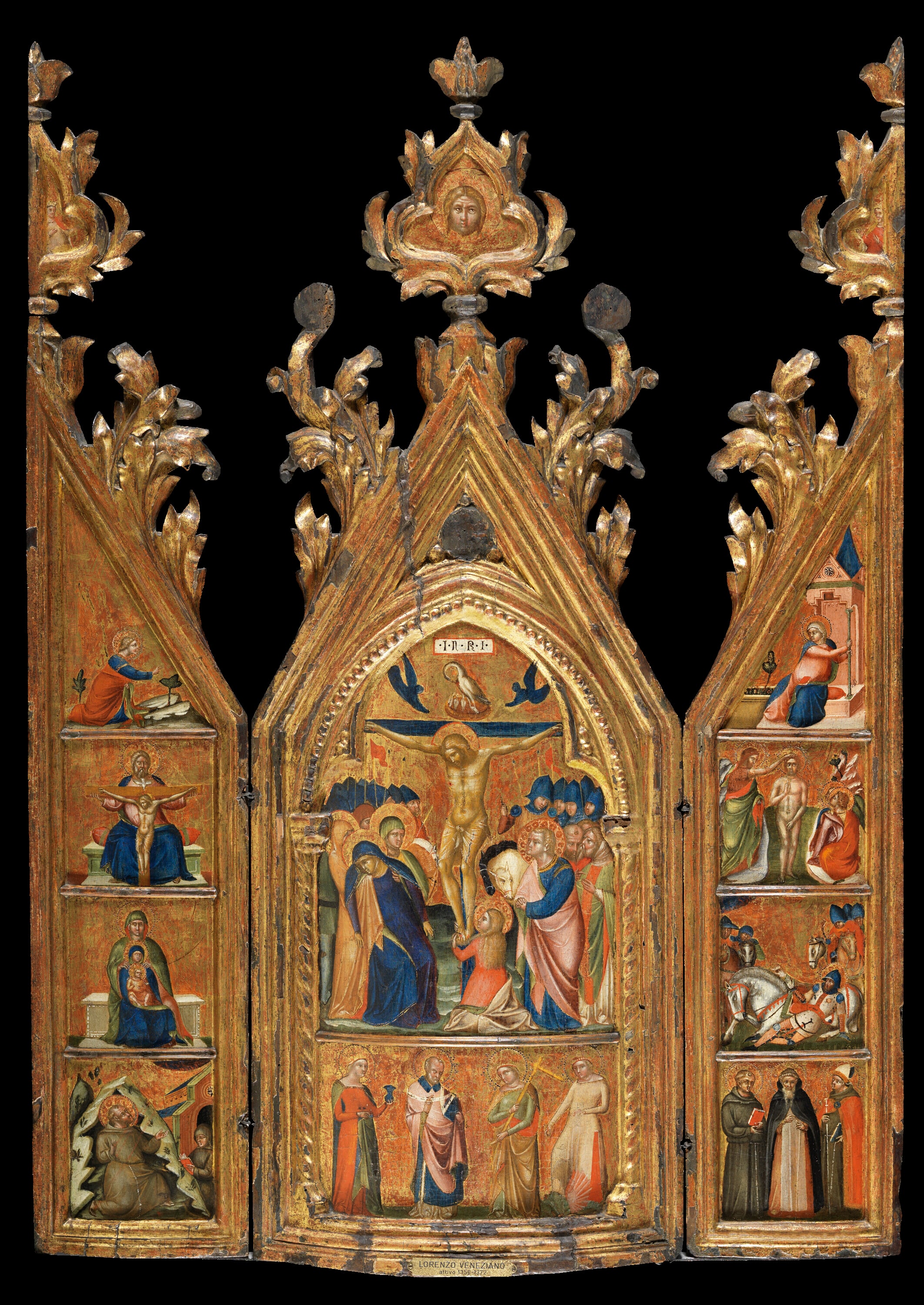 Portable Triptych with a central Crucifixion