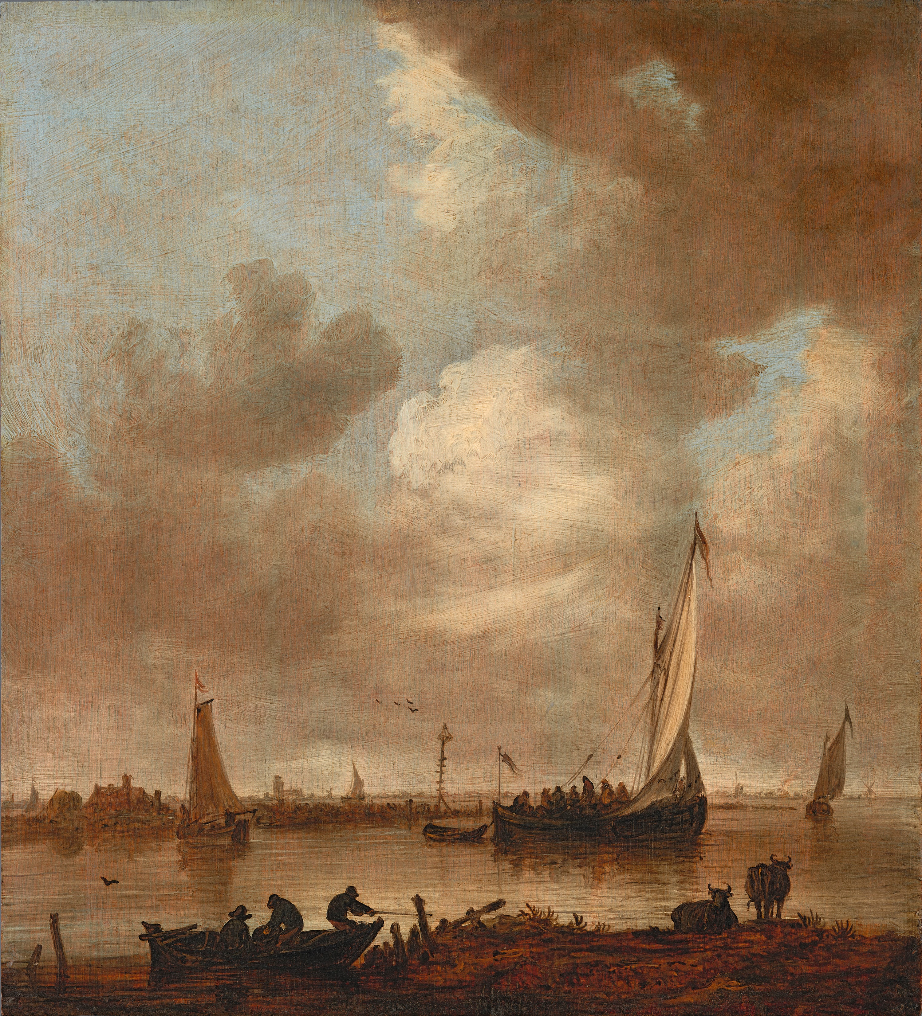 A River Estuary with "Smalschips" and Fishermen