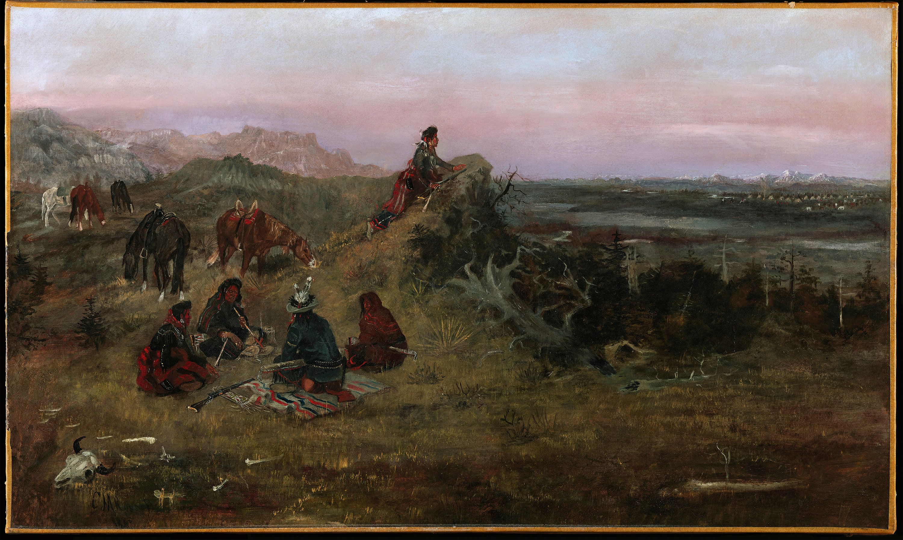 The Piegans preparing to Steal Horses from the Crows
