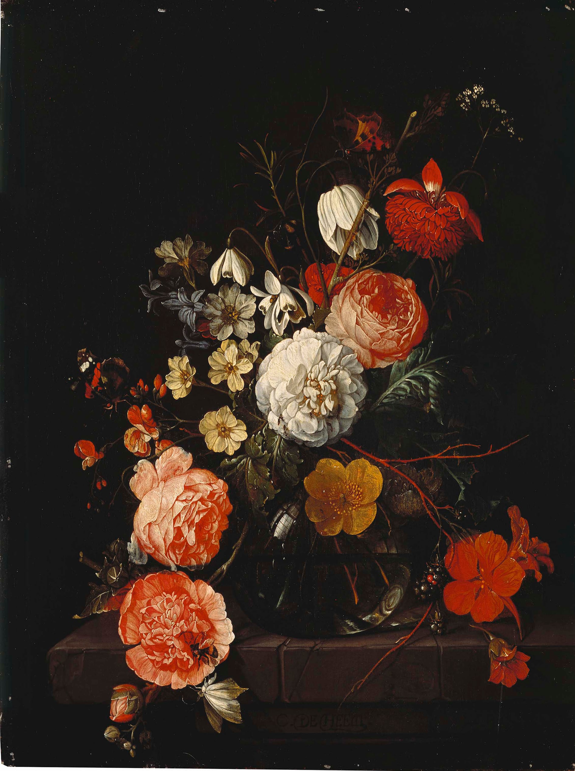 Flowers in a Glass Vase