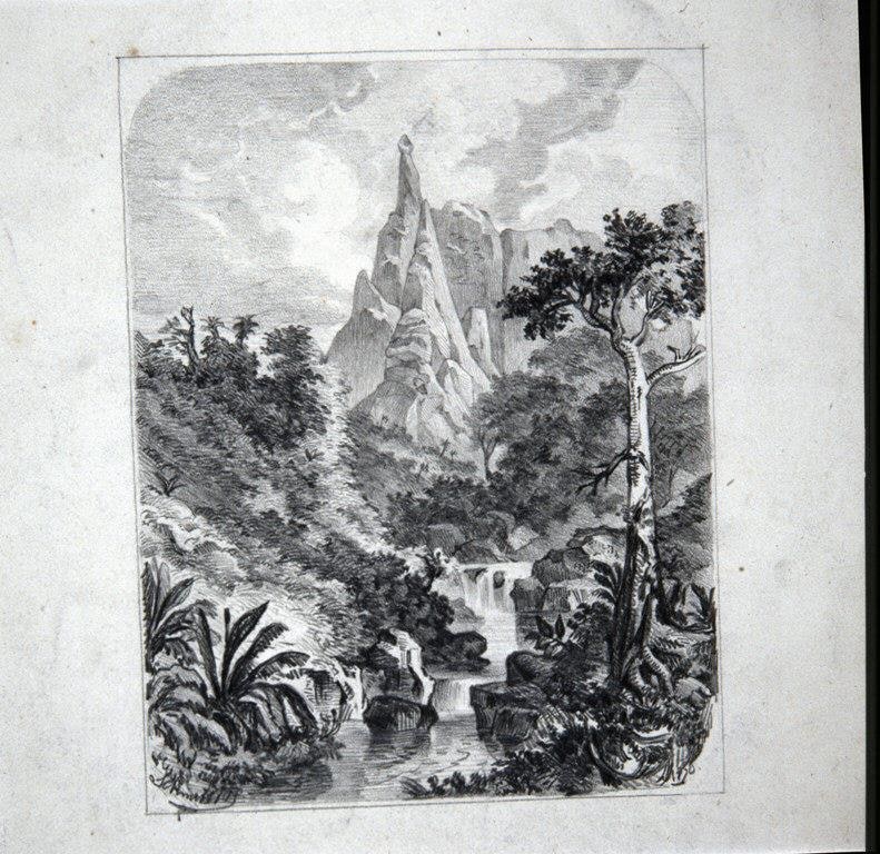 Paisagem com cascata em Teresópolis