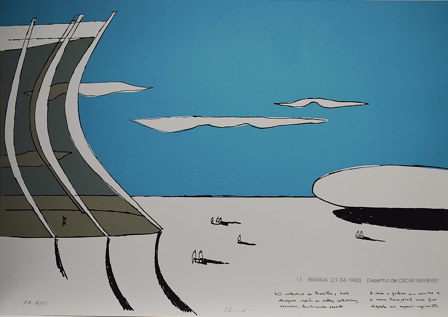 Brasília (21/04/1960), desenho de Oscar Niemeyer, do álbum "1500/2000 - Redescoberta do Brasil"