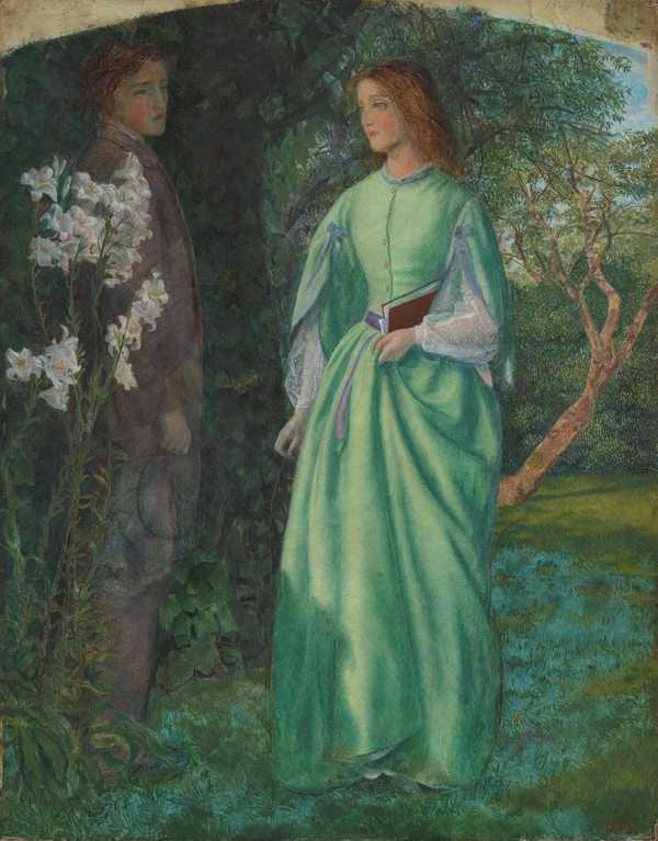 ‘Aurora Leigh’s Dismissal of Romney (‘The Tryst’)‘, Arthur Hughes, 1860 | Tate