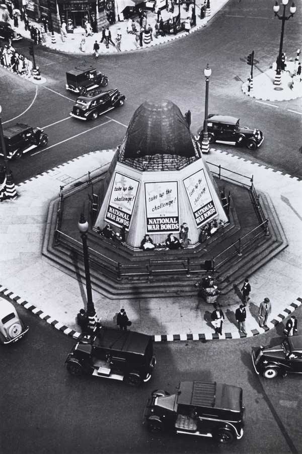 Statue of Eros protected against bomb damage, Picadilly Circus
