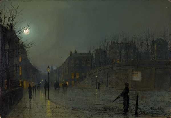 ‘View of Heath Street by Night‘, Atkinson Grimshaw, 1882 | Tate