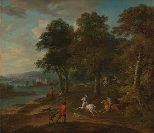 ‘Foxhunting in Wooded Country‘, Peter Tillemans, c.1720–30 | Tate