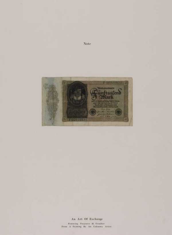 ‘An Art of Exchange Featuring Treasurer H. Urmiller from a Painting by an Unknown Artist‘, John Murphy, 1976 | Tate