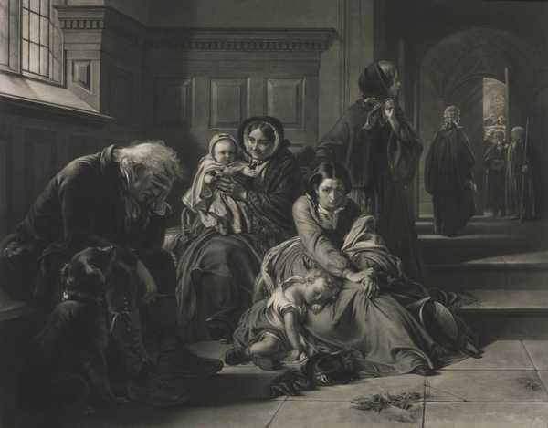 Waiting for the Verdict, engraved by W.H. Simmons