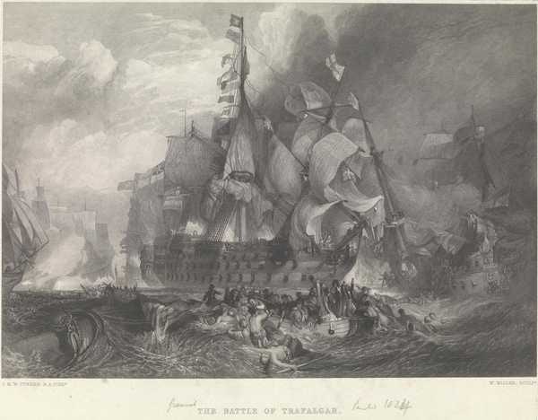 The Battle of Trafalgar, engraved by W. Miller