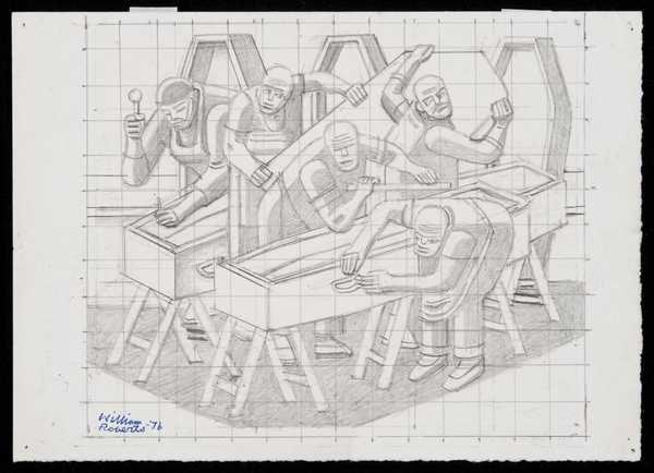 ‘Coffin making‘, William Roberts, 1976 | Tate