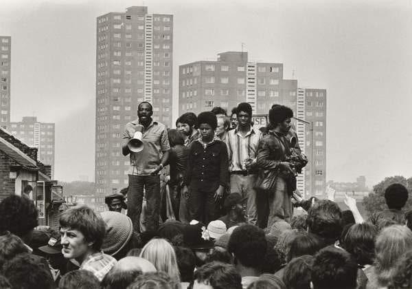 Darcus Howe addressing the anti-racist demonstrators, Lewisham, 13 August 1977