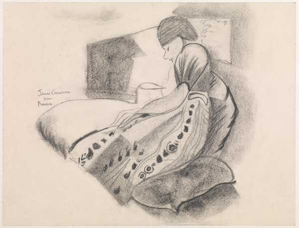 ‘Drawing of a woman making a bed