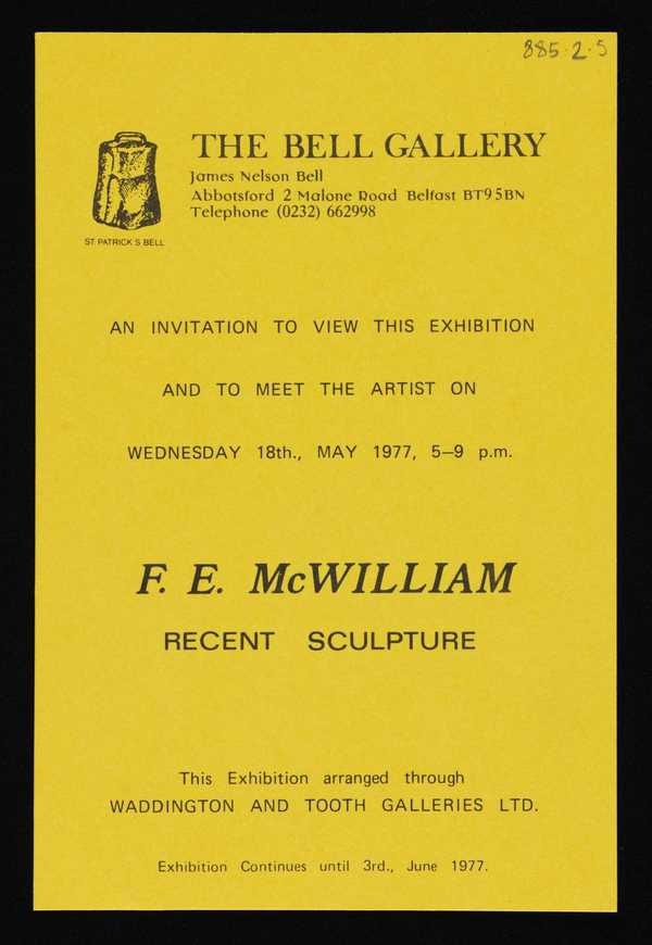 ‘Private view card, ‘F.E. McWilliam / Recent Sculpture’, the Bell Gallery, Belfast