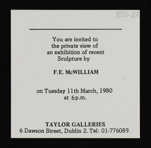 ‘Private view card, ‘F.E. McWilliam’, Taylor Galleries, Dublin
