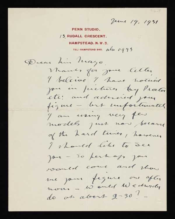 ‘Letter from Mark Gertler to Eileen Mayo
