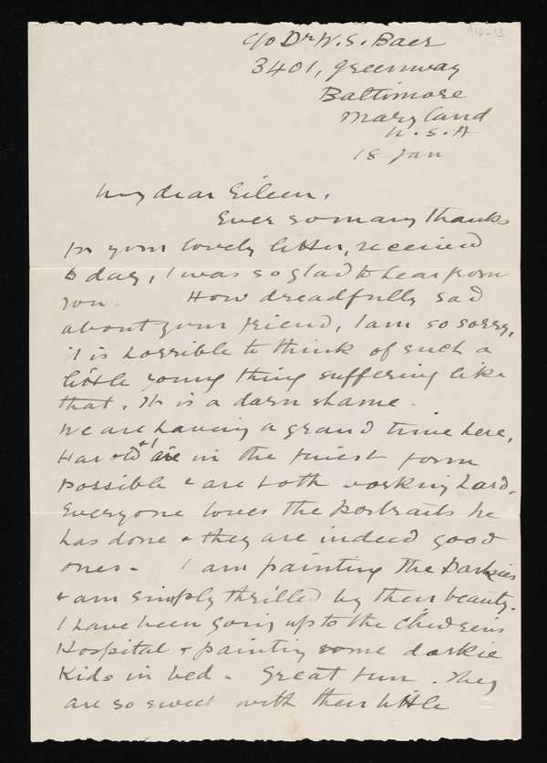 ‘Letter from Laura Knight to Eileen Mayo