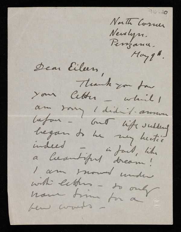 ‘Letter from Dod Procter to Eileen Mayo