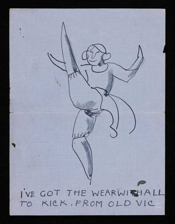 ‘Drawing of female figure with leg raised