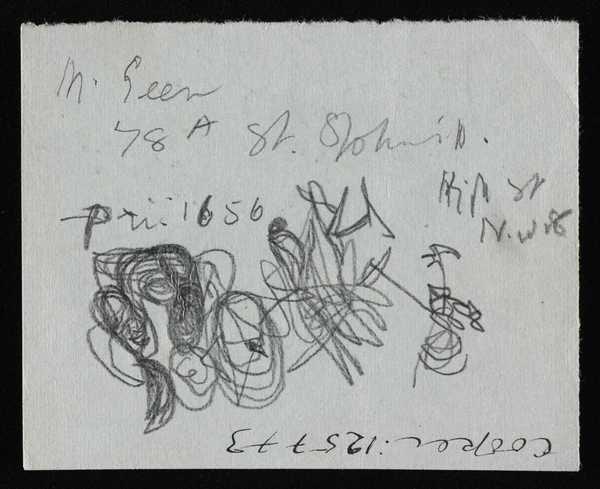 ‘Small doodle and notes on scrap paper