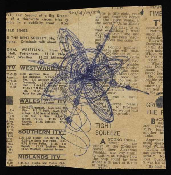 ‘Doodle on newspaper cutting