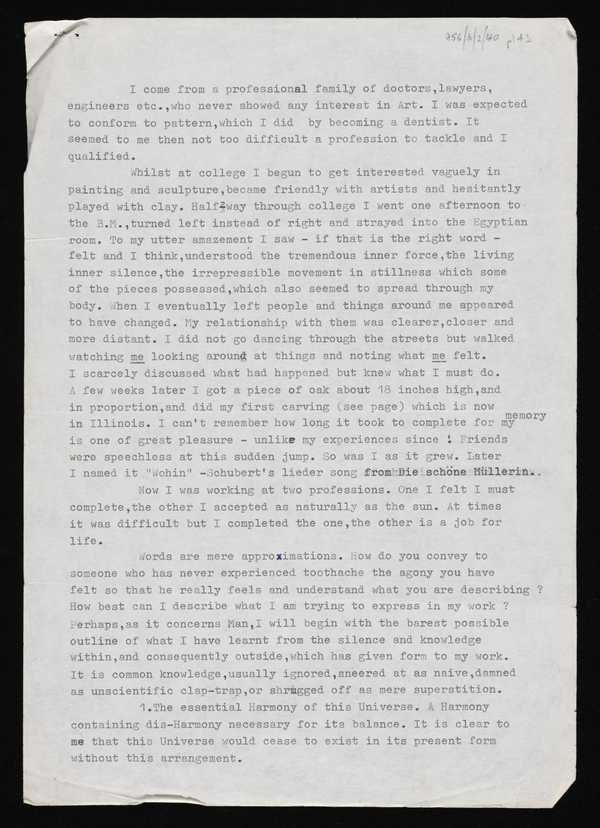 ‘Untitled typescript on the concepts behind Moody’s sculpture