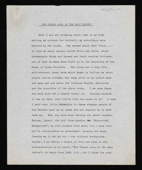 ‘Typescript of ‘Visual Arts of the West Indies’