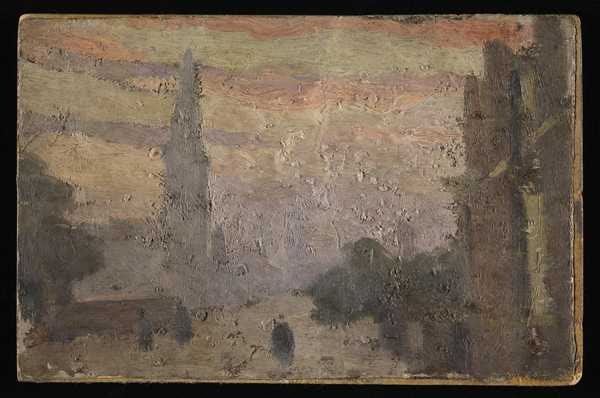 ‘Oil painting of a street scene by Pierre Adolphe Valette (Backboard separate)