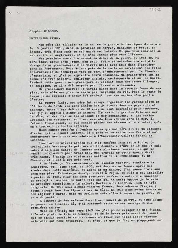 ‘Typed document, Curriculum vitae