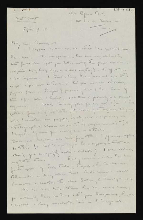 ‘Letter from Arthur Lett-Haines to Cedric Morris