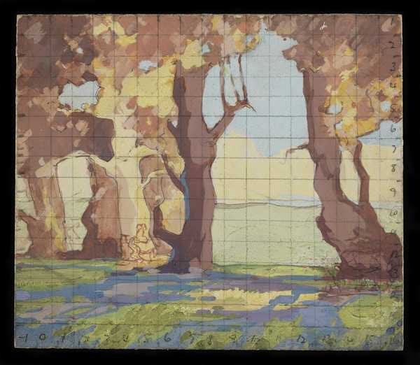 ‘Painting of trees in a glade