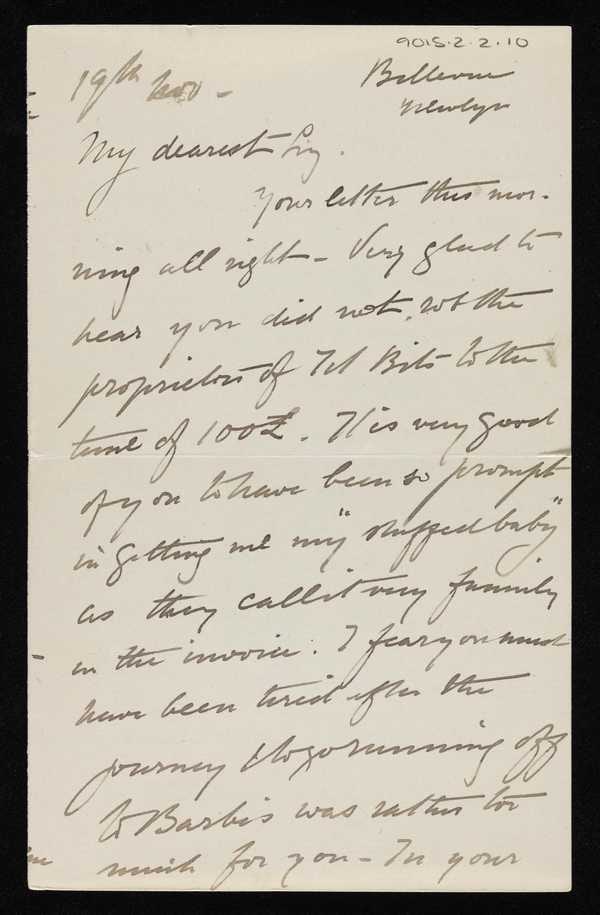 ‘Letter from Stanhope Forbes to Elizabeth Armstrong, addressed Bellevue, Newlyn
