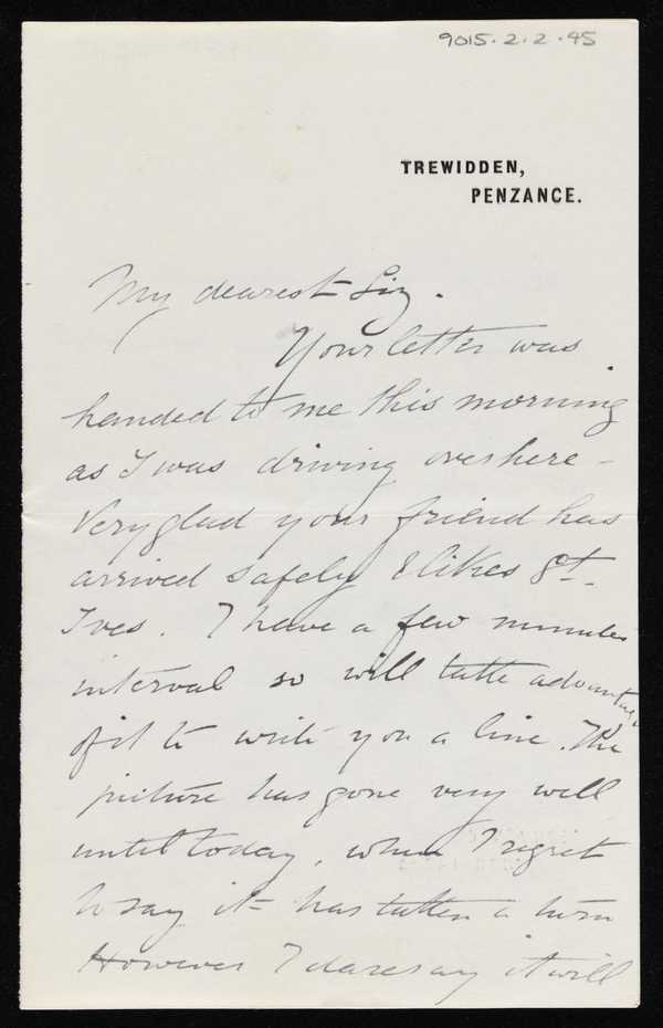 ‘Letter from Stanhope Forbes to Elizabeth Armstrong, addressed Trewidden, Penzance