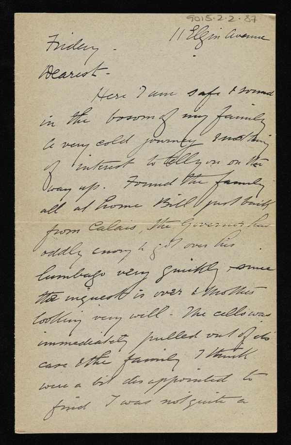 ‘Letter from Stanhope Forbes to Elizabeth Armstrong, addressed 11 Elgin Avenue
