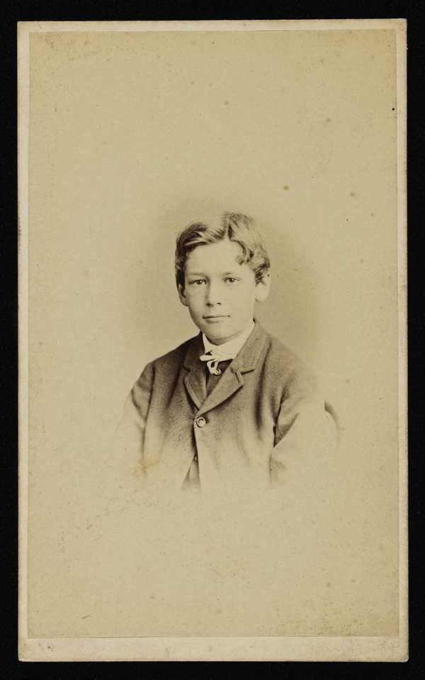 ‘Mounted studio portrait photograph of Henry Scott Tuke aged about 14 years